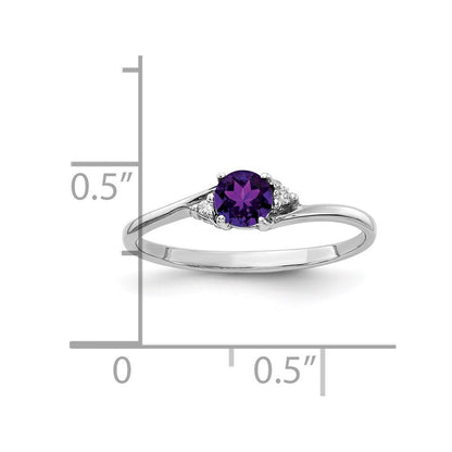14k White Gold 4mm Amethyst & AA Diamond Ring