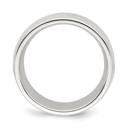 Sterling Silver 8mm Comfort Fit Half Round Milgrain Size 13.5 Band Ring