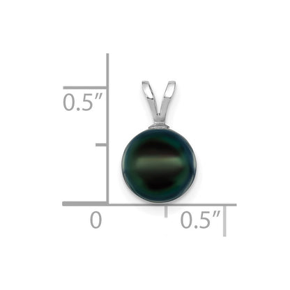 14k White Gold 8-9mm Round Black Akoya Saltwater Cultured Pendant