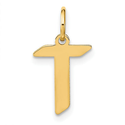 14k Yellow Gold Letter T Initial Pendant
