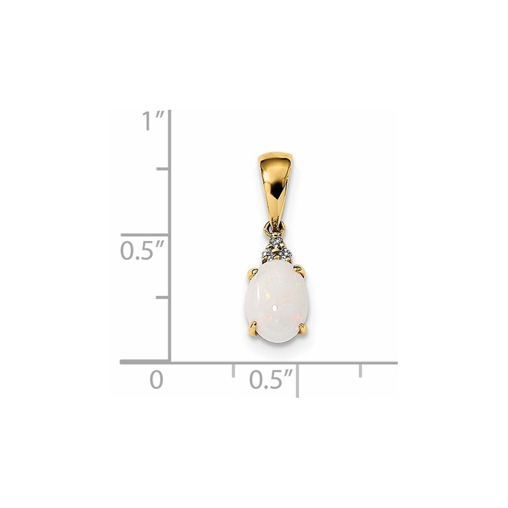 14k Yellow Gold Austrian Opal and Diamond Pendant for Women