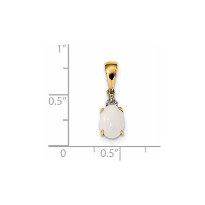 14k Yellow Gold Austrian Opal and Diamond Pendant for Women