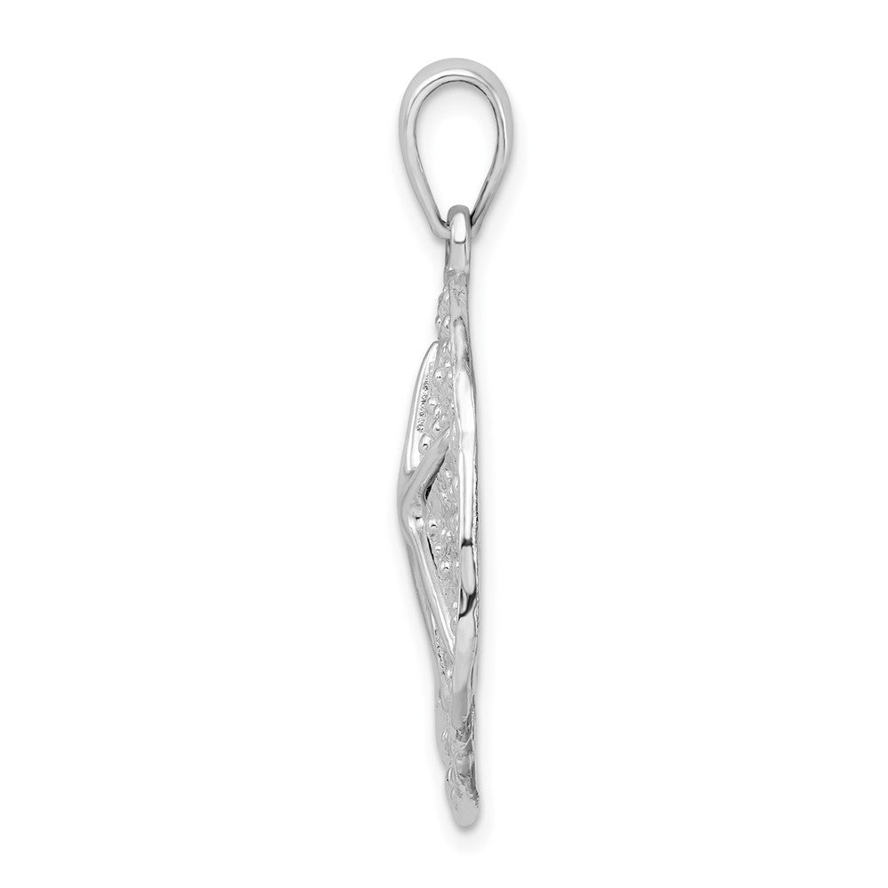 Sterling Silver Rhodium-Plated Polished and Textured Sand Dollar Pendant