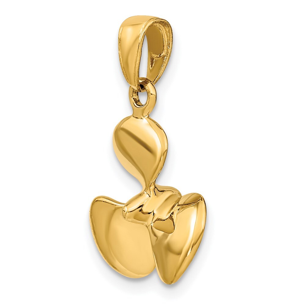 14k Yellow Gold Polished 3-D Propeller Pendant for Women