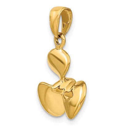 14k Yellow Gold Polished 3-D Propeller Pendant for Women