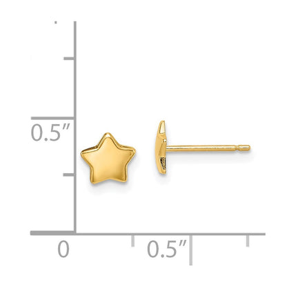 14k Yellow Gold Star Stud Earrings Gift for Women