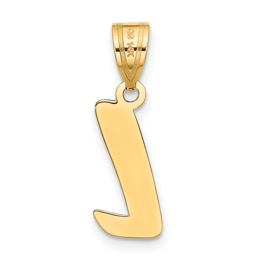 14k Yellow Gold Polished Script Letter L Initial Pendant for Women