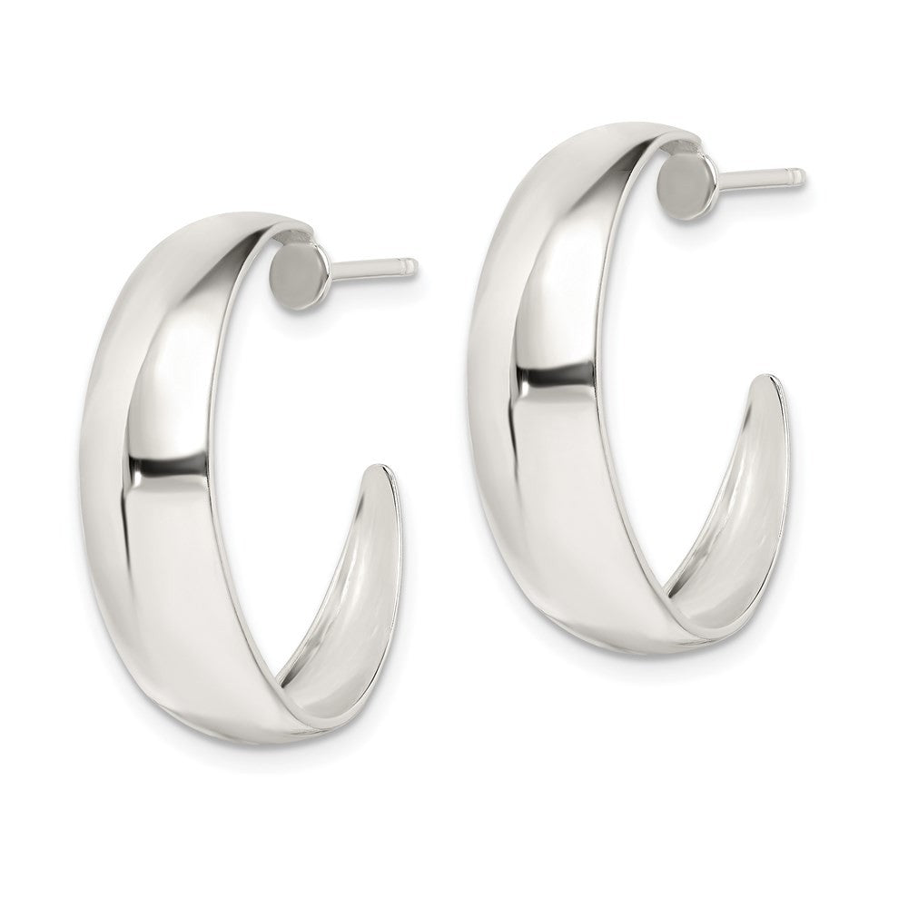 Sterling Silver Rhodium-plated Fancy J-Hoop Earrings