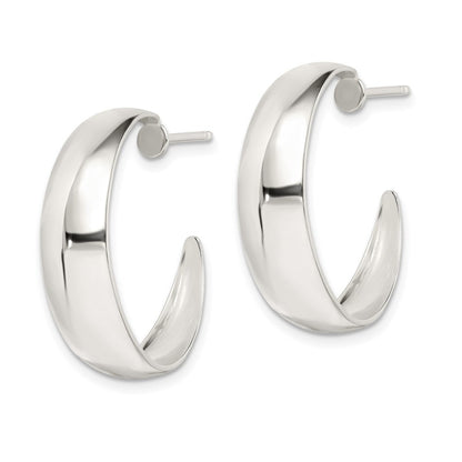 Sterling Silver Rhodium-plated Fancy J-Hoop Earrings