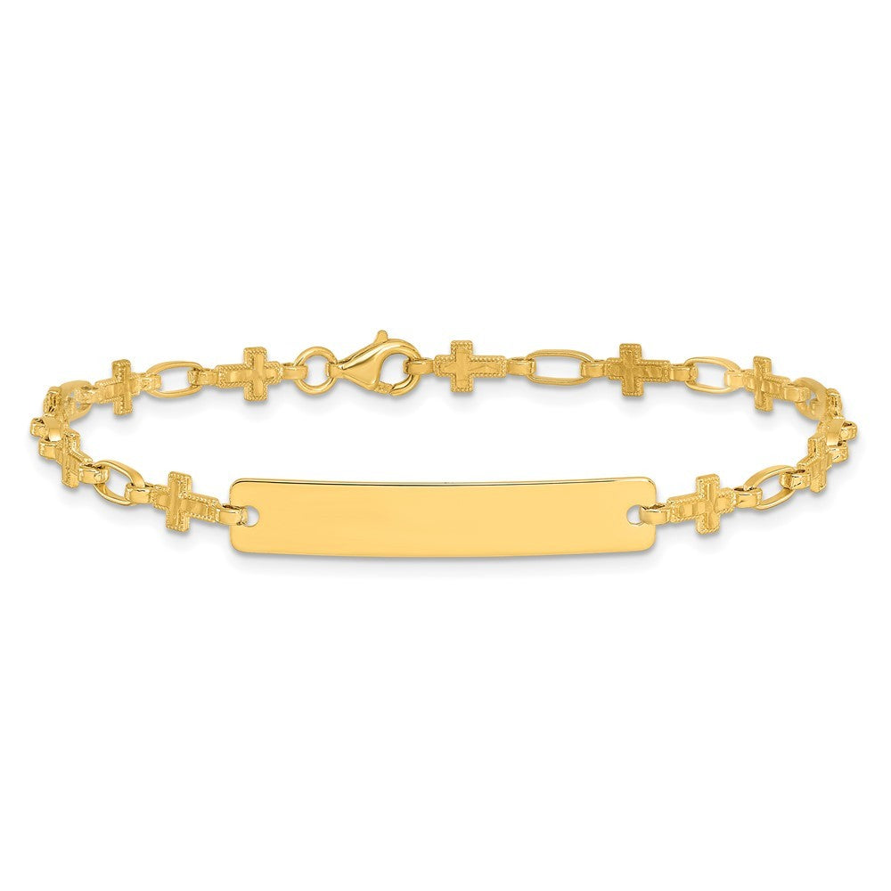 Sterling Silver Gold-tone 7.5 inch Cross ID Bracelet