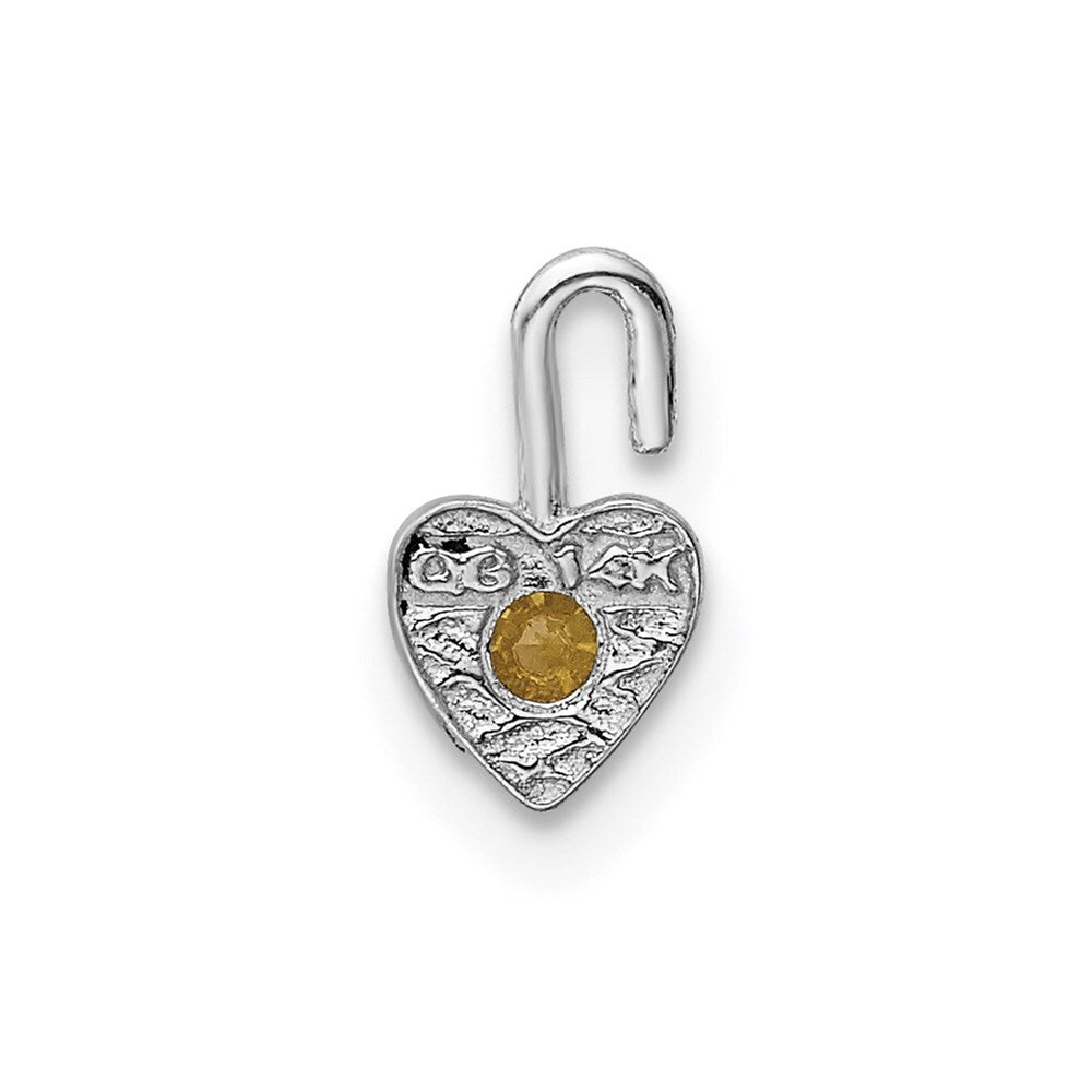 14k White Gold November Synthetic Birthstone Heart Charm Pendant for Women