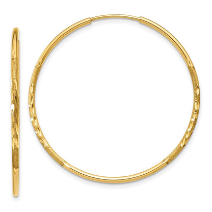 14k Yellow Gold 1.25mm Diamond-cut Endless Hoop Earring