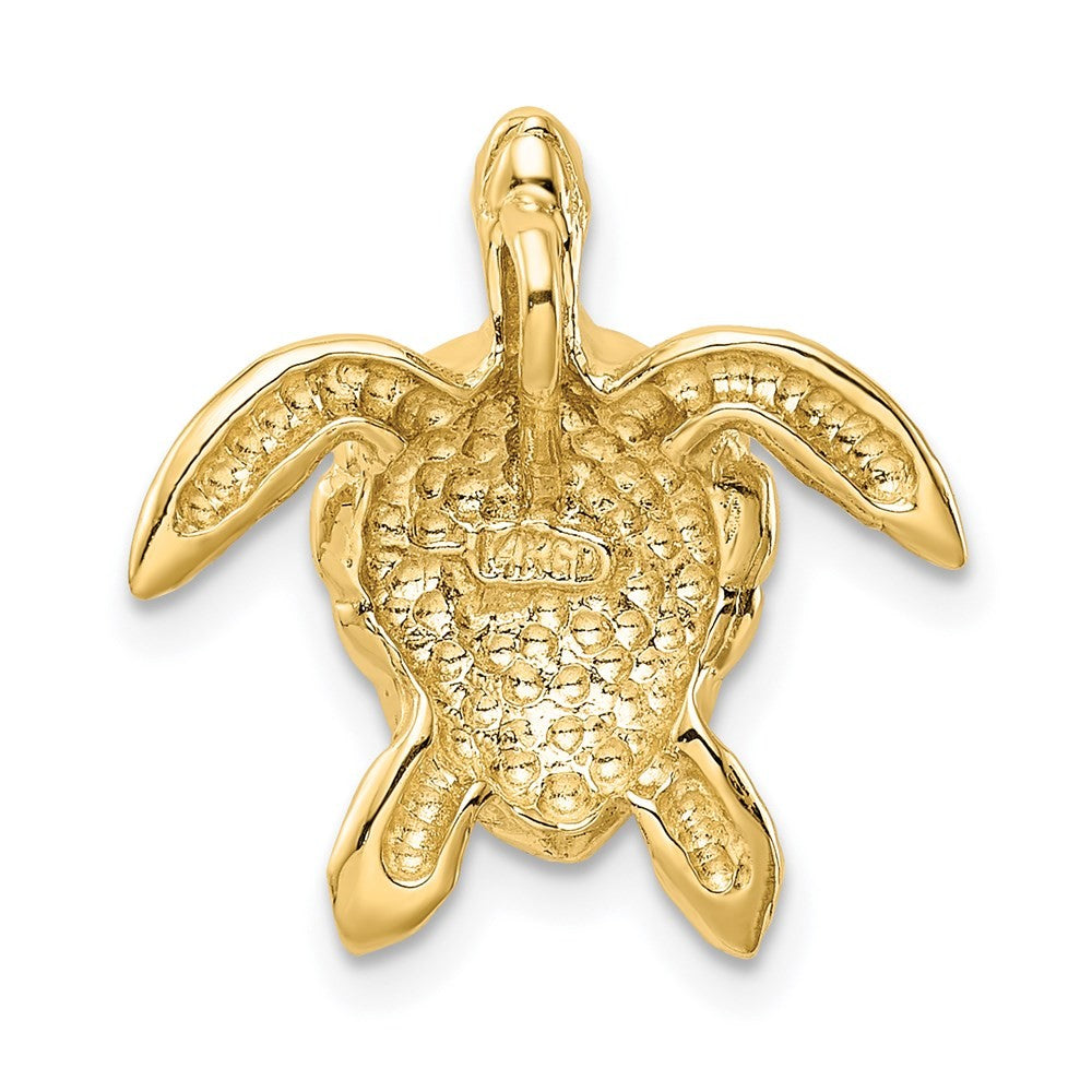 14k Yellow Gold Polished Large Sea Turtle Chain Slide