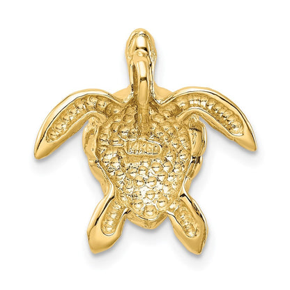 14k Yellow Gold Polished Large Sea Turtle Chain Slide