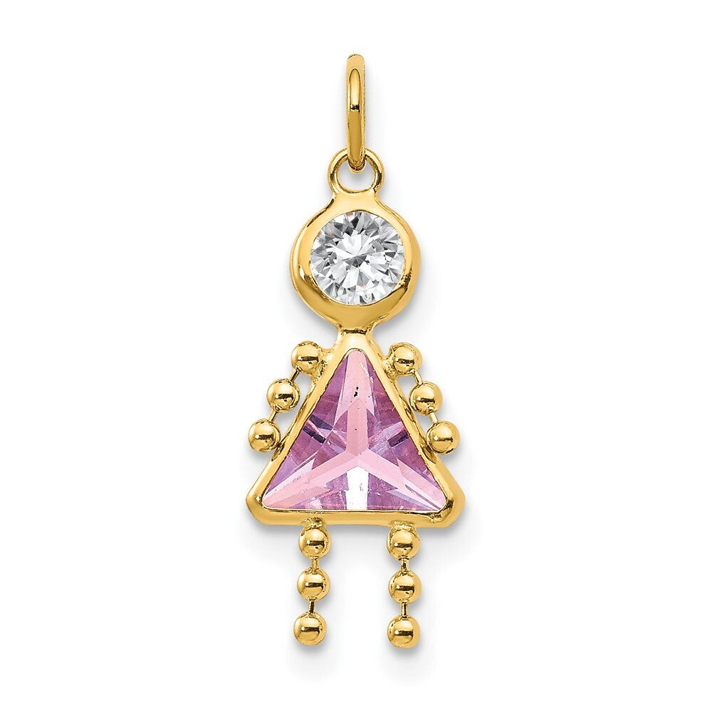 14k Yellow Gold June Girl Birthstone Charm Pendant for Women
