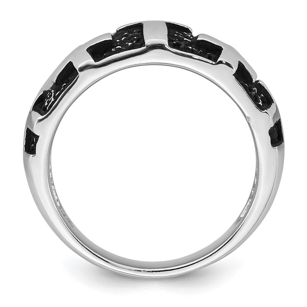 Sterling Silver Rhodium-plated Enameled Polished Multi Cross Men's Ring Size 10