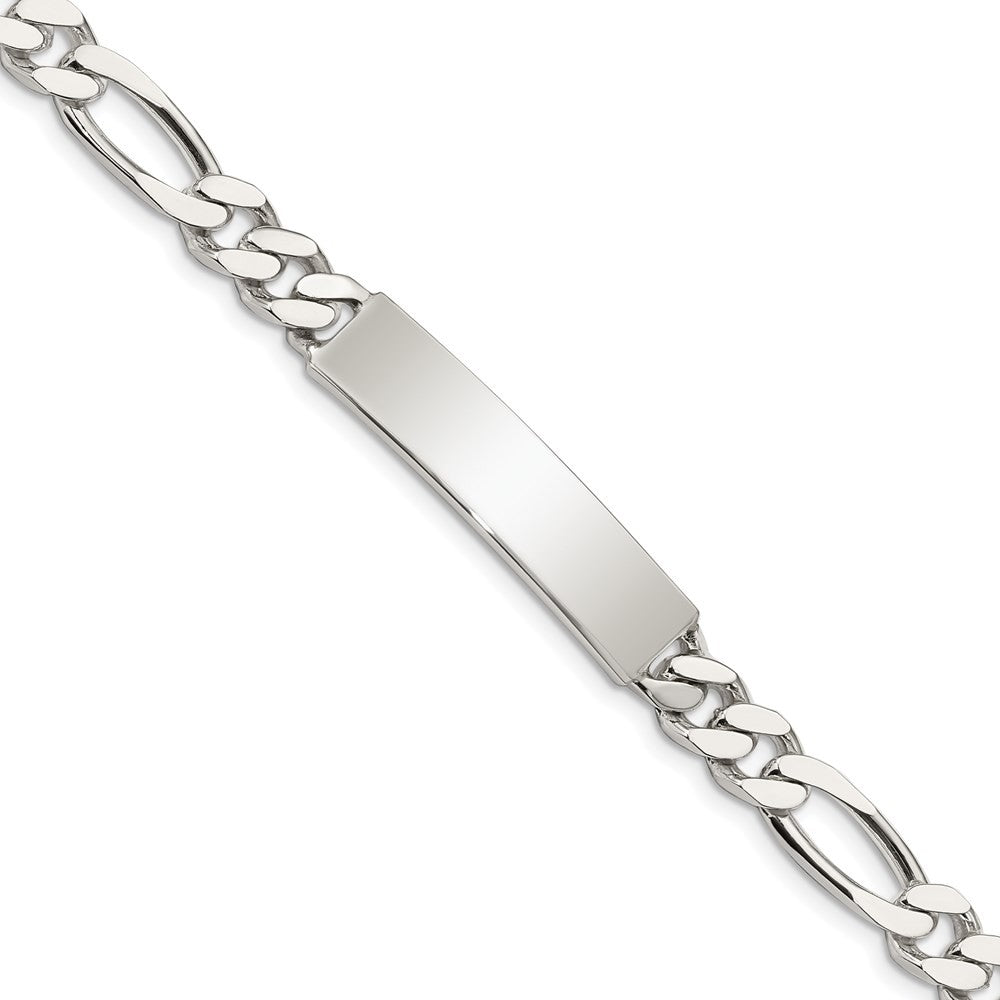 Sterling Silver Polished Engraveable Figaro Link ID Bracelet