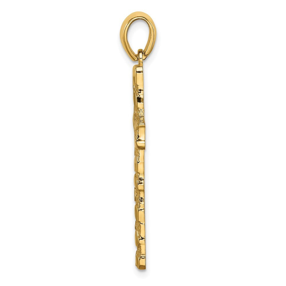 14k Yellow Gold Nugget Cross Pendant