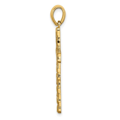 14k Yellow Gold Nugget Cross Pendant