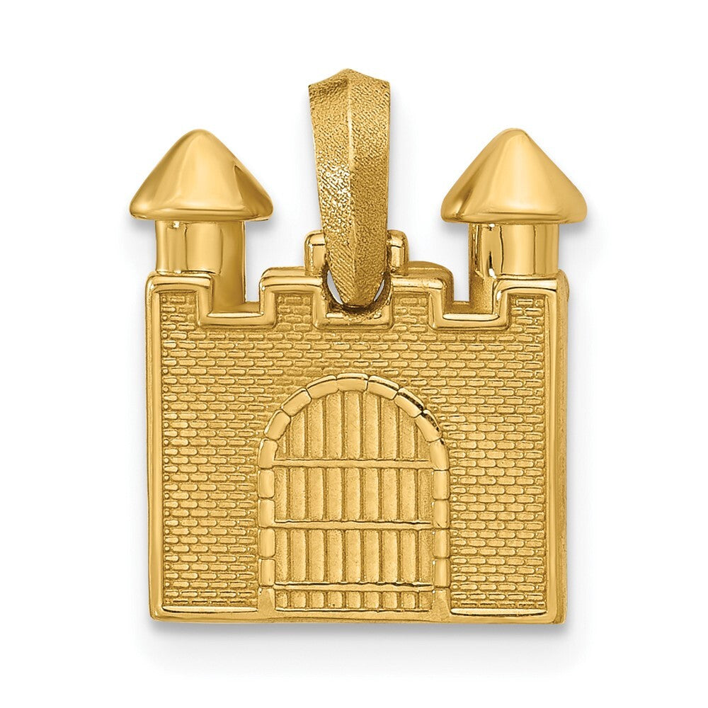 14k Yellow Gold 2D Castle Pendant for Women