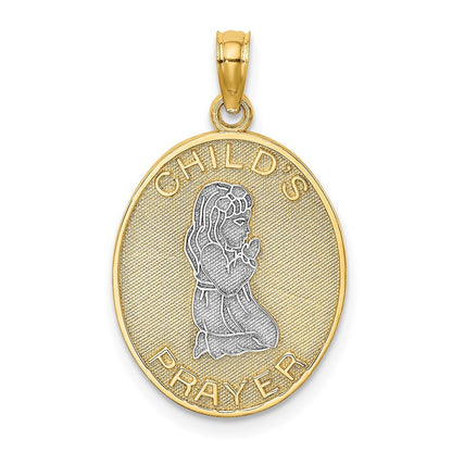 14k Yellow Gold w Rhodium Reversible CHILDS PRAYER w Girl Charm
