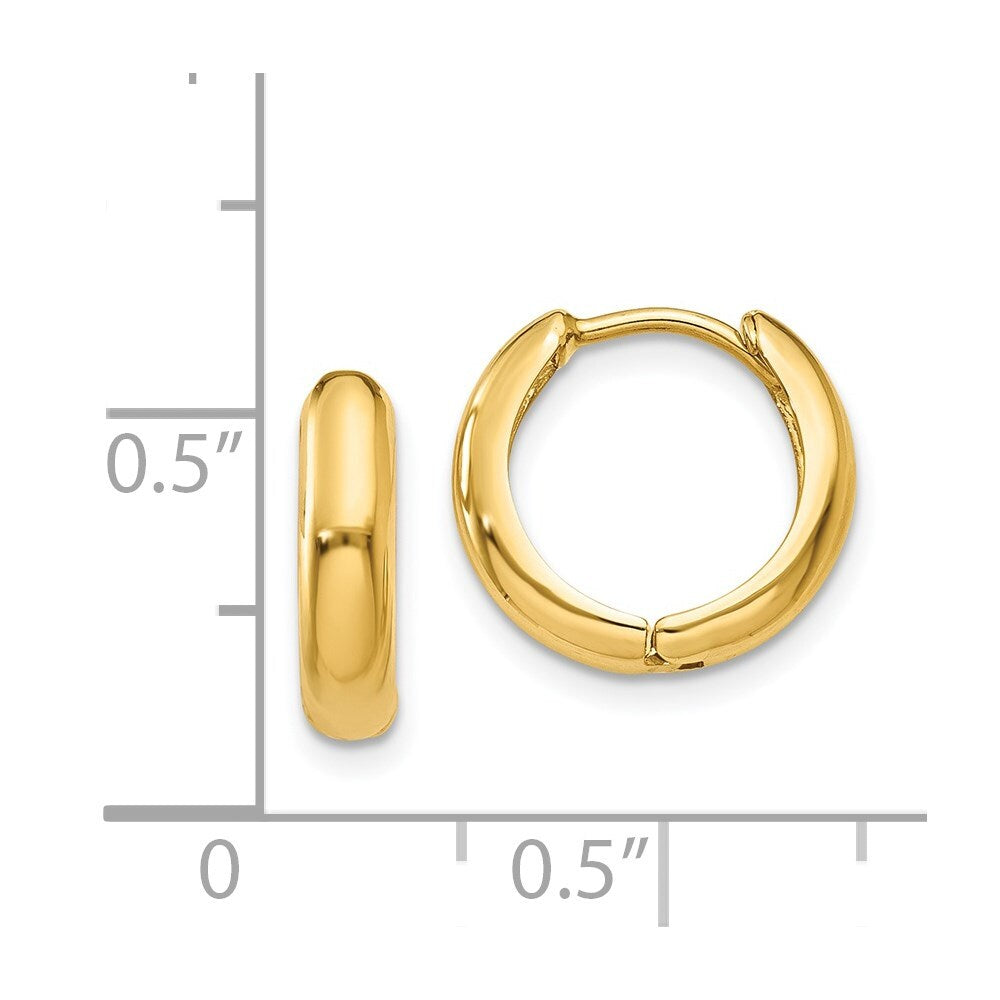 14k Yellow Gold Polished Hinged Hoop Earrings Gift for Women