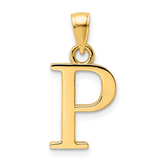14k Yellow Gold Polished Letter P Pendant for Women