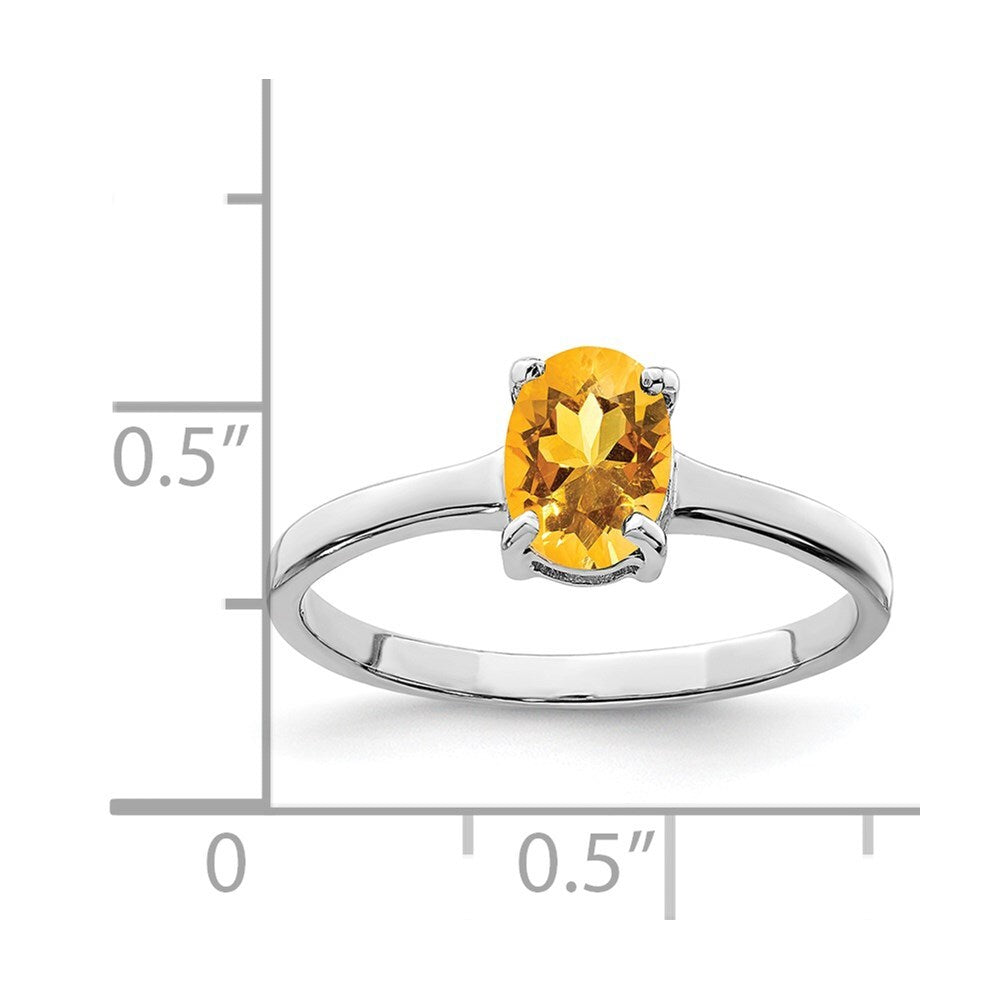 Sterling Silver Rhodium Citrine Ring Size 7