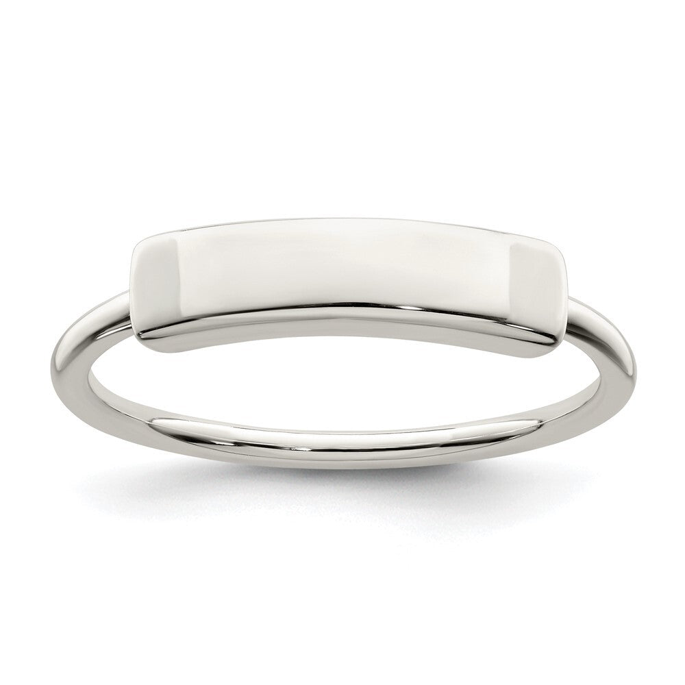 Sterling Silver Polished Engraveable Top Ring Size 8