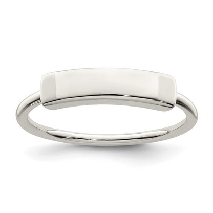 Sterling Silver Polished Engraveable Top Ring Size 8