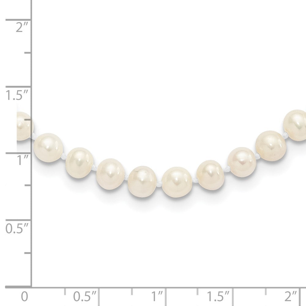 Sterling Silver Rhodium-plated 5-6mm White Cultured Pearl Necklace 24"