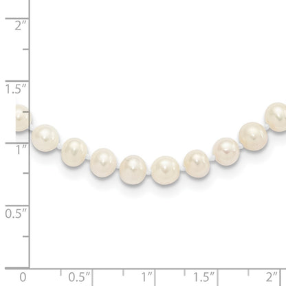 Sterling Silver Rhodium-plated 5-6mm White Cultured Pearl Necklace 24"