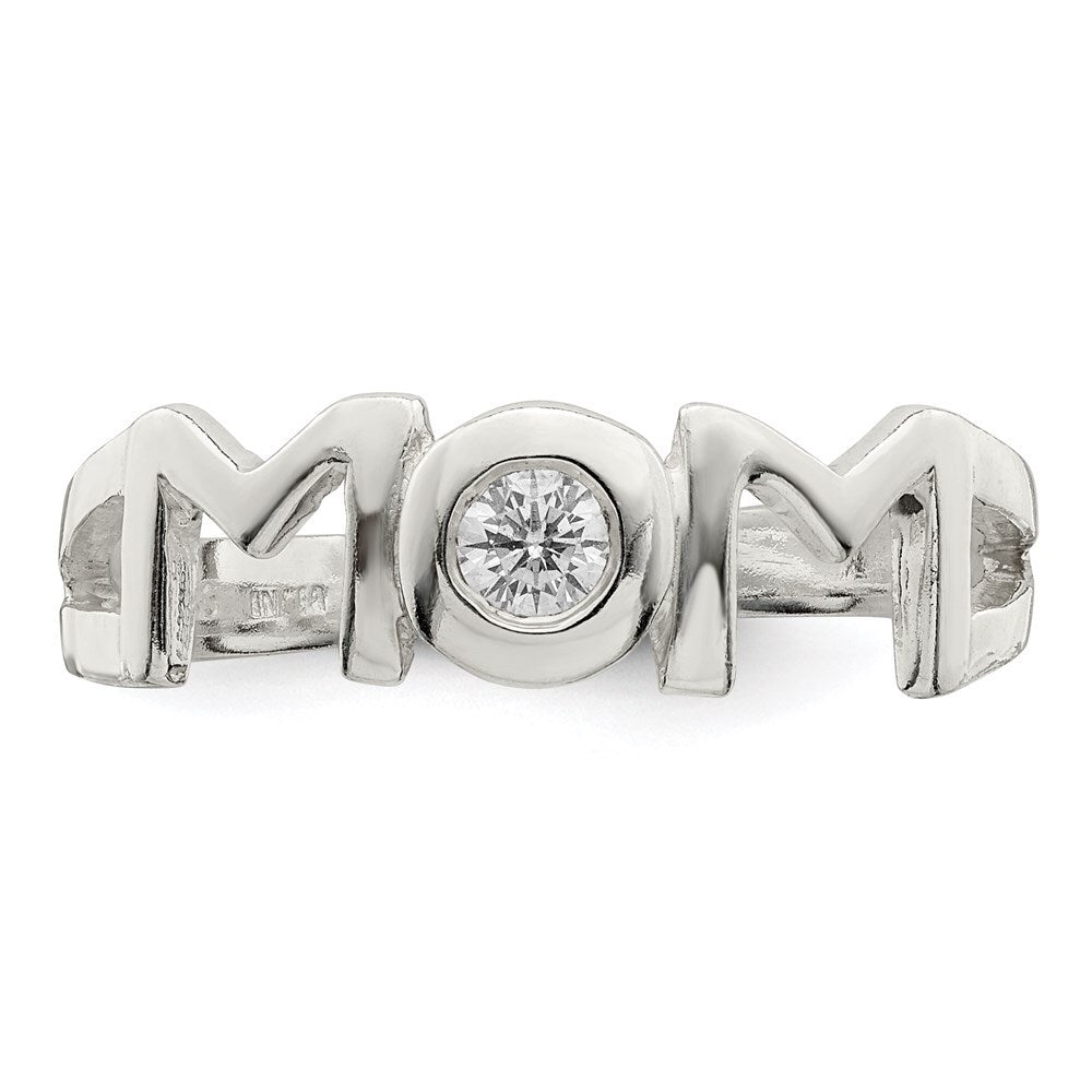 Sterling Silver & Cubic Zirconia Polished Mom Ring Size 8