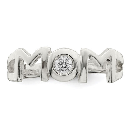 Sterling Silver & Cubic Zirconia Polished Mom Ring Size 8