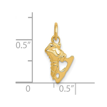 14k Yellow Gold 3D Ice Skate Charm Pendant