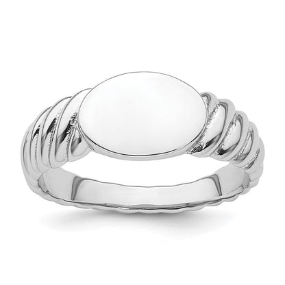 Sterling Silver Rhodium-plated Polished Twist Signet Ring Size 7