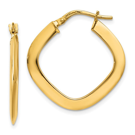 14k Yellow Gold Tapered Square Hoop Earrings