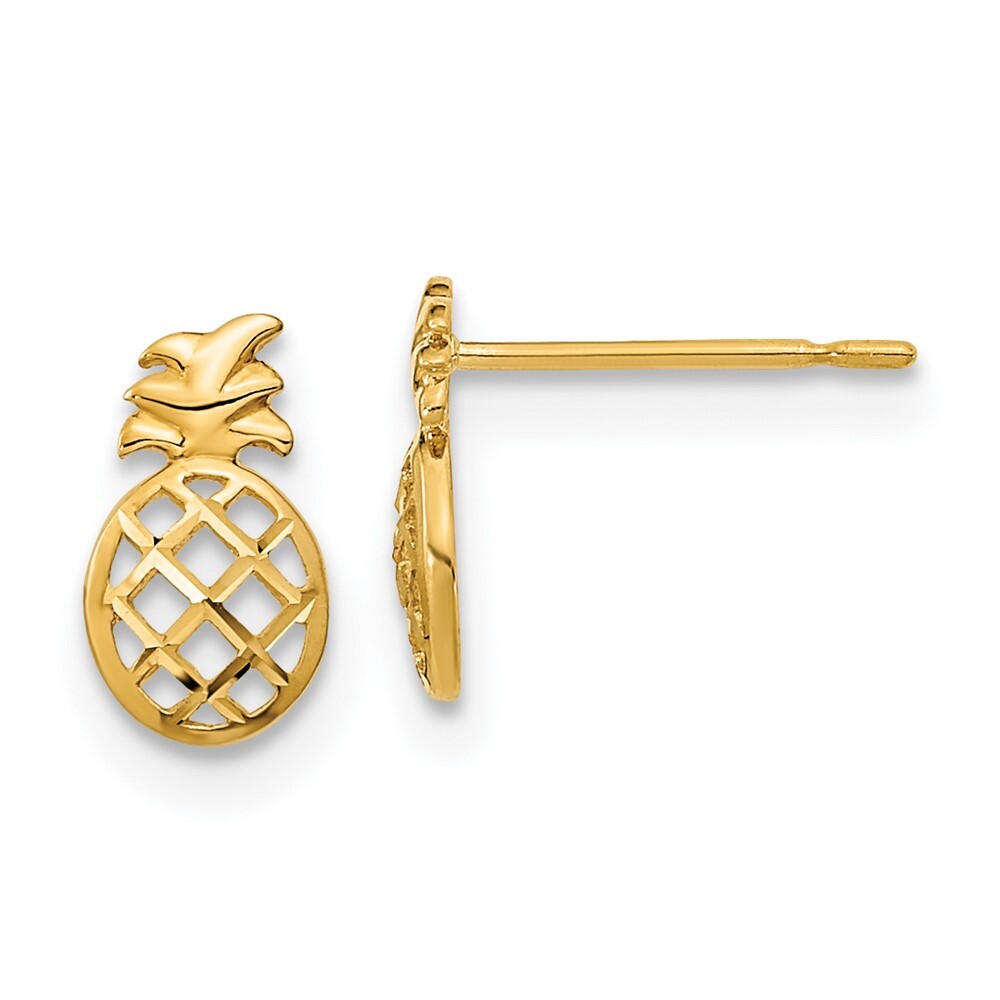 14k Yellow Gold D/C Children's Pineapple Stud Earrings