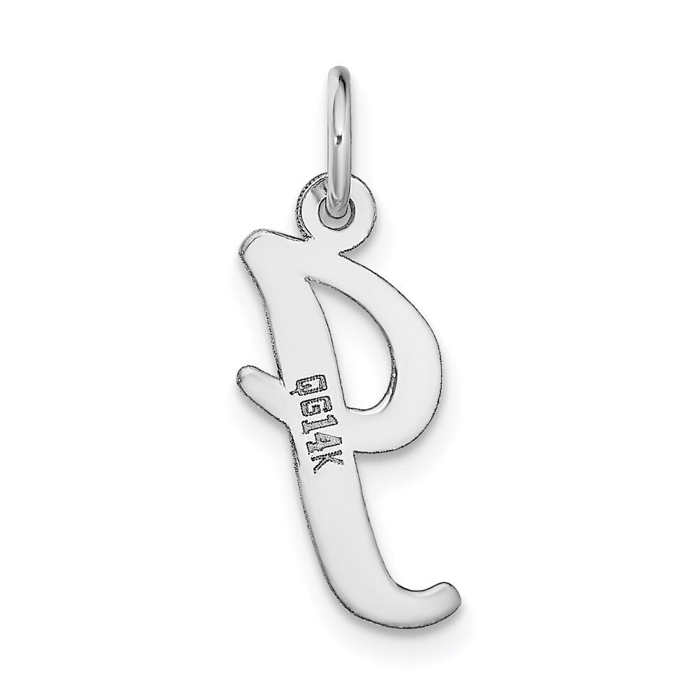 14k White Gold Medium Script Letter I Initial Charm Pendant for Women