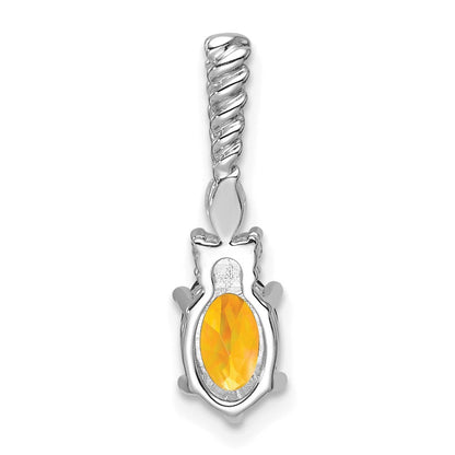 14K White Gold Polished Diamond and Citrine Twisted Chain Slide