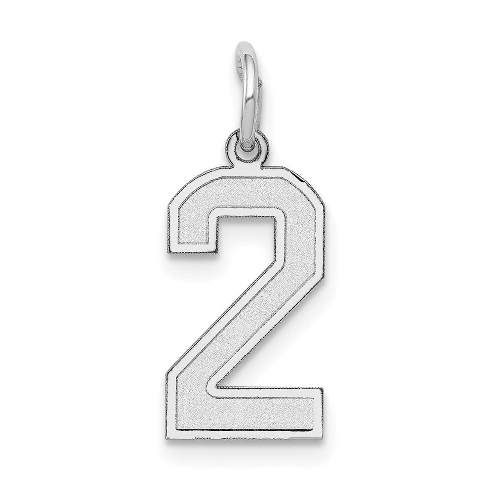 14K White Small Satin Number 2 Charm