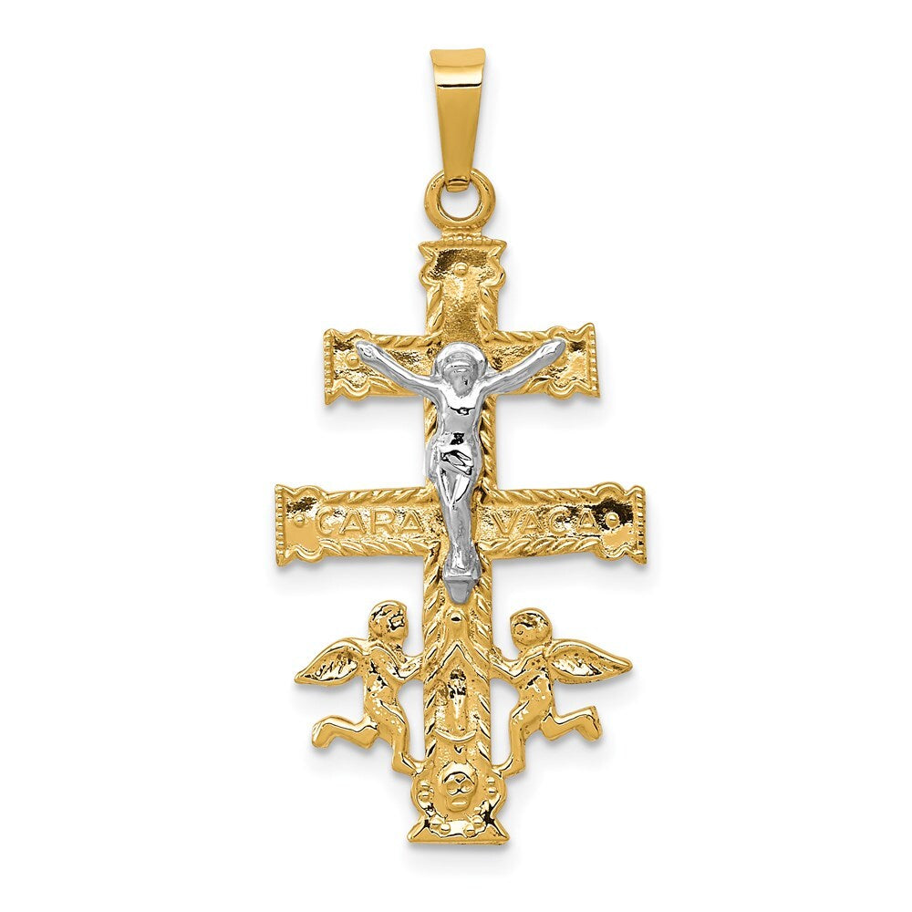 14k Two-tone Gold Cara Vaca Crucifix Pendant for Women