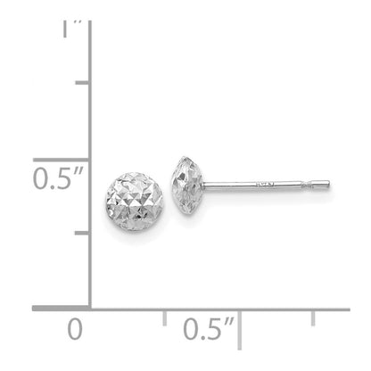 14K White Gold 5 mm Puff Circle Stud Earrings Gift for Women