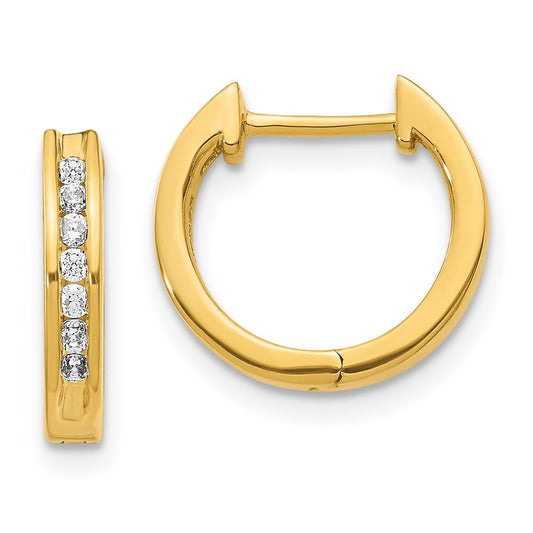 14k Yellow Gold Diamond Hinged Hoop Earrings