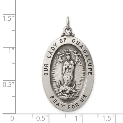 Sterling Silver Antiqued Our Lady of Guadalupe Medal Pendant