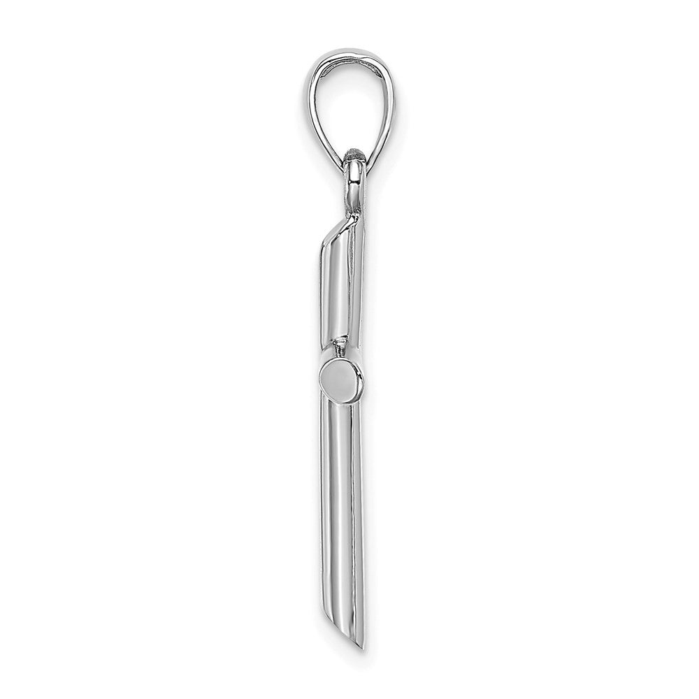 14k White Gold Polished Cylinder Cross Charm Pendant