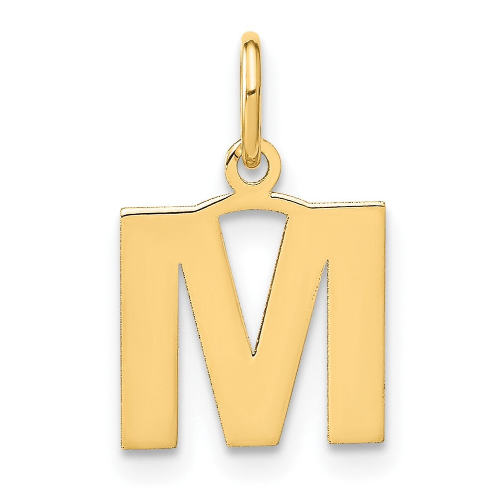 14k Yellow Gold Letter M Initial Pendant for Women