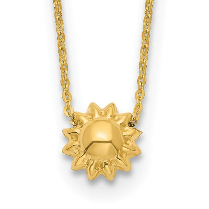 14k Yellow Gold Polished Puffed Sun 16.5 inch Necklace