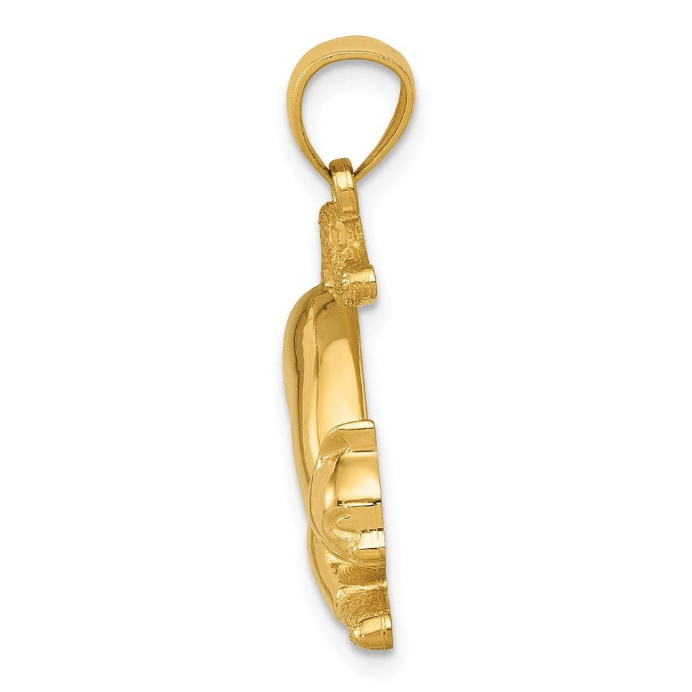 14k Yellow Gold Stretching Cat Pendant for Women