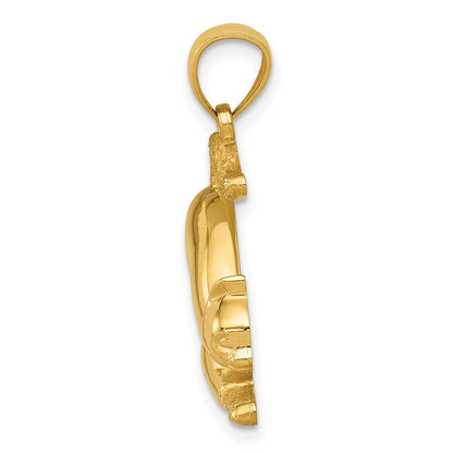 14k Yellow Gold Stretching Cat Pendant for Women